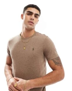 Polo Ralph Lauren Icon Logo T-shirt In Brown Marl For Men