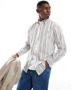 Polo Ralph Lauren Icon Logo Multi Stripe Oxford Shirt In Multi For Men