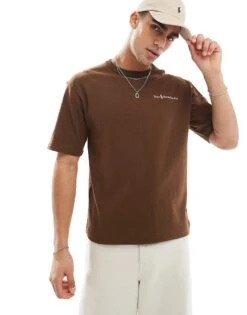 Polo Ralph Lauren Script Player Logo Heavyweight Relaxed Oversized T-shirt In Brown For Men