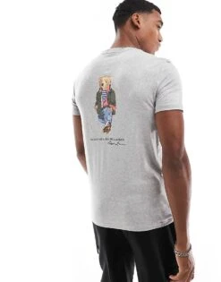 Polo Ralph Lauren Explorer Bear Back Print T-shirt In Grey Marl For Men