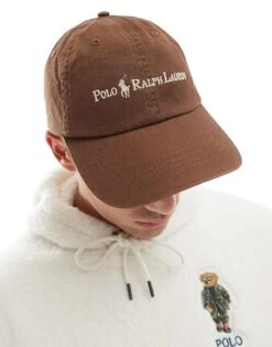 Polo Ralph Lauren Large Logo Stretch Twill Baseball Cap In Brown For Men