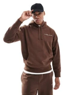 Polo Ralph Lauren Script Player Logo Relaxed Oversized Heavyweight Fleece Hoodie In Brown CO-ORD For Men