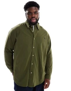 Polo Ralph Lauren Big & Tall Icon Logo Pique Shirt In Dark Green For Men