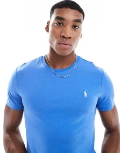 Polo Ralph Lauren Icon Logo T-shirt Custom Fit In Mid Blue For Men