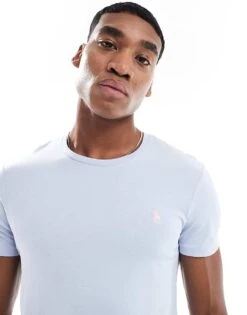 Polo Ralph Lauren Icon Logo T-shirt Custom Fit In Light Blue For Men