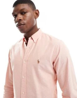 Polo Ralph Lauren Icon Logo Slim Fit Oxford Shirt In Orange For Men