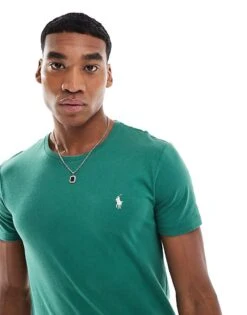 Polo Ralph Lauren Icon Logo T-shirt Custom Fit In Dark Green For Men