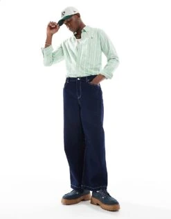 Polo Ralph Lauren Icon Logo Multi Stripe Oxford Shirt Custom Fit In Green/white For Men