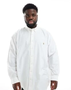 Polo Ralph Lauren Big & Tall Icon Logo Oxford Shirt In White For Men