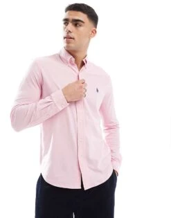Polo Ralph Lauren Icon Logo Pique Shirt In Pink For Men