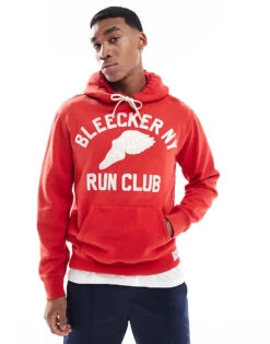 Polo Ralph Lauren Run Club Bleecker Print Fleece Hoodie In Red For Men