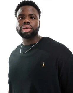Polo Ralph Lauren Big & Tall Icon Logo Pima Cotton T-shirt Classic Oversized Fit In Black For Men