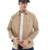 Polo Ralph Lauren Icon Logo Zip Front Garment Dyed Oxford Overshirt In Tan For Men