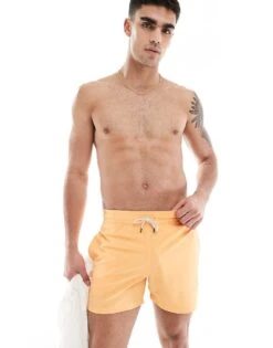 Polo Ralph Lauren Traveler Icon Logo Slim Fit Mid Swim Shorts In Washed Orange For Men