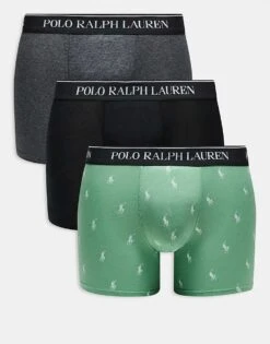 Polo Ralph Lauren 3 Pack Boxer Briefs In Multi For Men 3pk Blk/bcly Htr/p