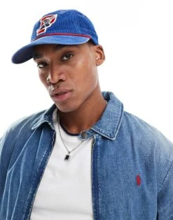 Polo Ralph Lauren Authentic P-wing Logo Cord Baseball Cap In Mid Blue For Men