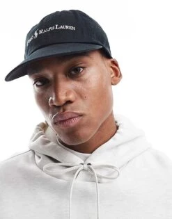 Polo Ralph Lauren Script Icon Logo Twill Baseball Cap In Black For Men