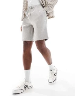 Polo Ralph Lauren Icon Logo Double Knit Tech Sweat Shorts In Stone Marl For Men