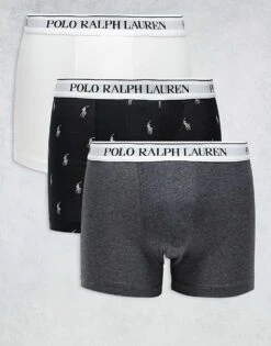 Polo Ralph Lauren 3 Pack Trunks In Multi For Men 3pk Wht/brcly Htr/
