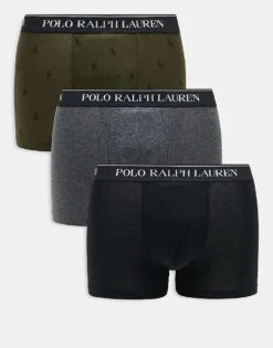 Polo Ralph Lauren 3 Pack Trunks In Multi For Men 3pk Black/bcly Htr