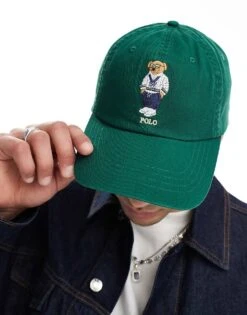 Polo Ralph Lauren Heritage Bear Logo Twill Baseball Cap In Dark Green For Men