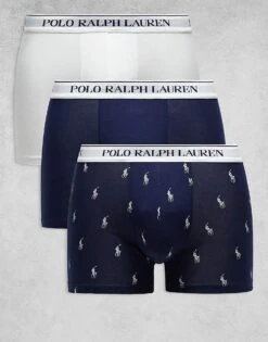 Polo Ralph Lauren 3 Pack Trunks In Multi For Men 3pk Navy / White /