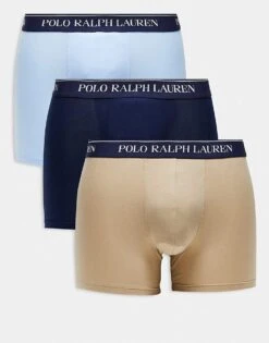 Polo Ralph Lauren 3 Pack Boxer Briefs In Multi For Men 3pk Navy/ofc Blue/
