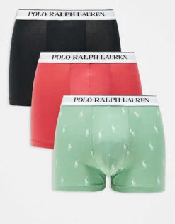 Polo Ralph Lauren 3 Pack Trunks In Multi For Men 3pk Black.red/ Pis