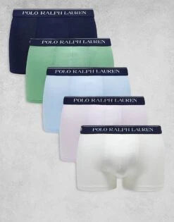 Polo Ralph Lauren 5 Pack Trunks In Multi For Men 5pk Nvy/pstio/of B