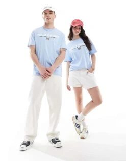 Polo Ralph Lauren Sport Capsule Unisex Large Chest Flag Logo T-shirt Classic Oversized Fit In Light Blue For Unisex