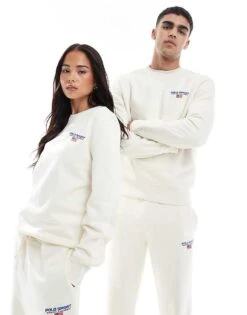 Polo Ralph Lauren Sport Capsule Unisex Small Chest Logo Sweatshirt In Cream CO-ORD For Unisex