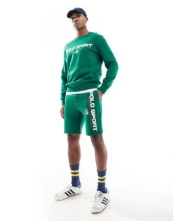Polo Ralph Lauren Sport Capsule Large Flag Logo Sweat Shorts In Mid Green CO-ORD For Men