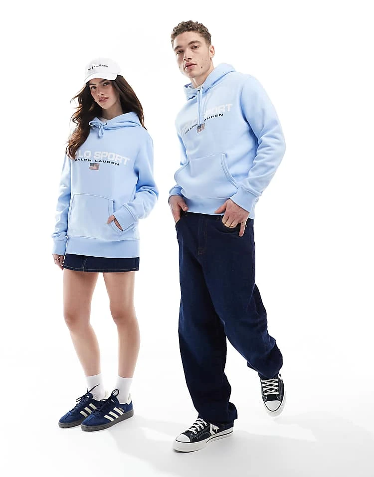 Polo Ralph Lauren Sport Capsule Unisex Large Flag Chest Logo Hoodie In Light Blue For Unisex - Image 2