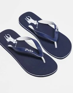 Polo Ralph Lauren Bolt Flip Flop In Navy With Logo For Men Navy/white