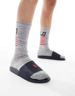 Polo Ralph Lauren Slider In Navy With Red Logo For Men Navy/red