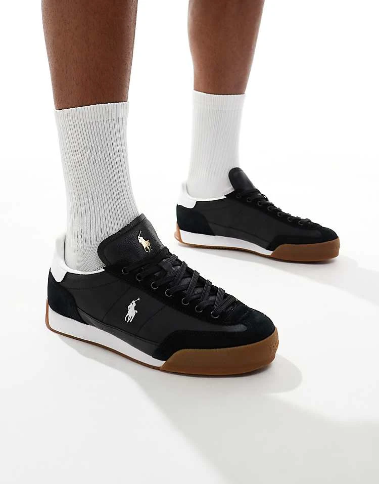 Polo Ralph Lauren Hester Trainer In Black With Gum Sole And Contrast Logo For Men Black/white - Image 6