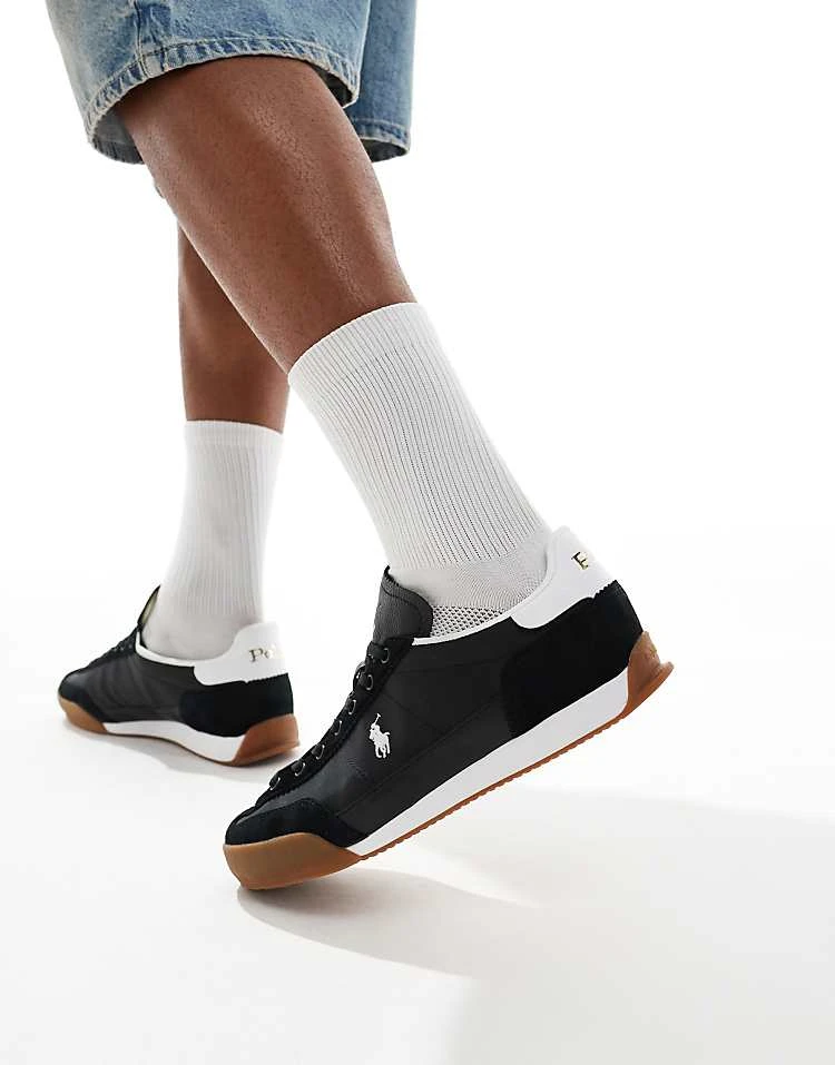 Polo Ralph Lauren Hester Trainer In Black With Gum Sole And Contrast Logo For Men Black/white - Image 5