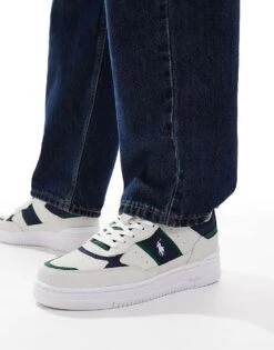 Polo Ralph Lauren Masters Sport 125 Trainer In Off White, Green And Blue For Men Bianco/navy/green