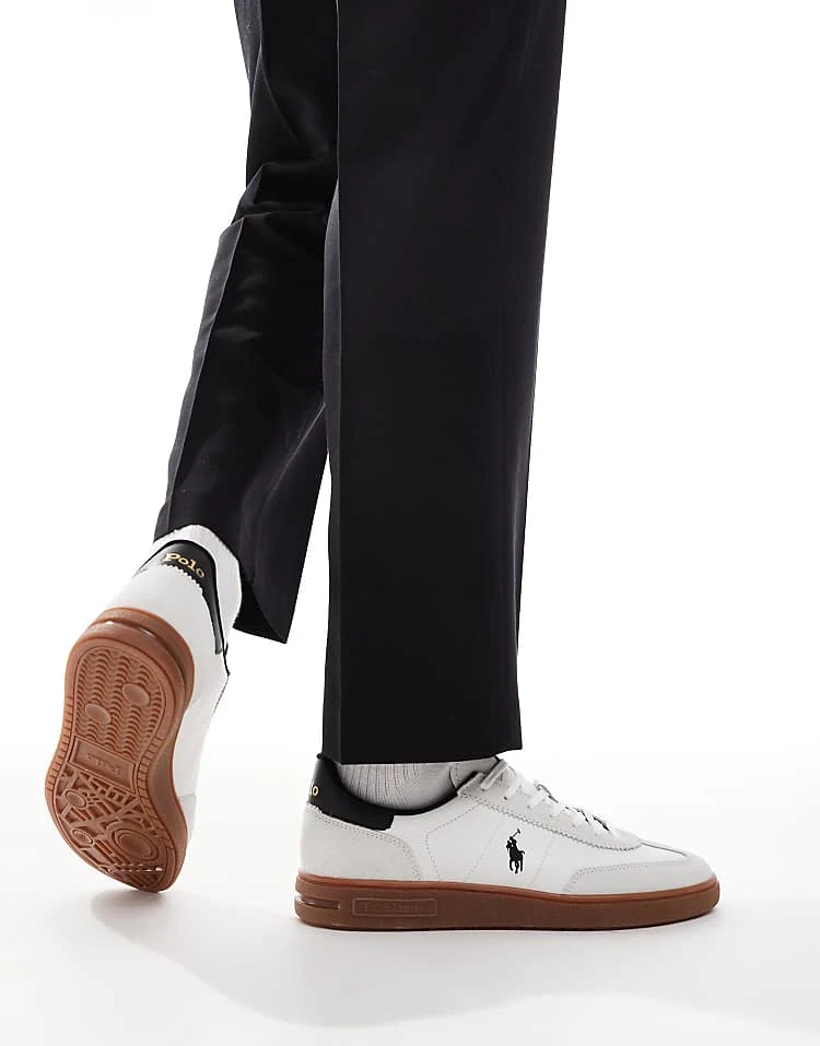 Polo Ralph Lauren Bdford Dum Sole Trainer In White With Black Back Tab And Logo For Men White/black - Image 4