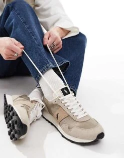 Polo Ralph Lauren Trail 125 Trainer In Brown/beige For Men Milkshake/black